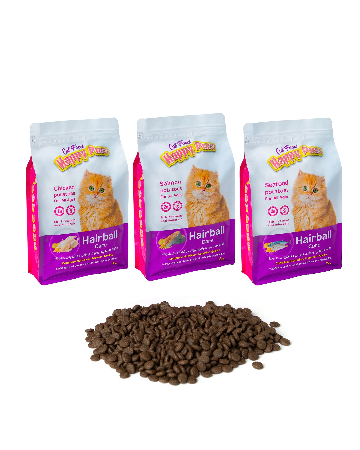 Happy Puss Dry Cat Food Salmon & Potato 1kg – Hairball Care
