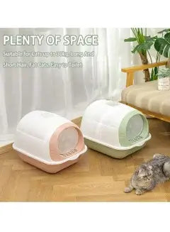Happy Puss Enclosed Cat Litter Box – Large Covered Litter Tray with Odor Control & Easy Cleaning