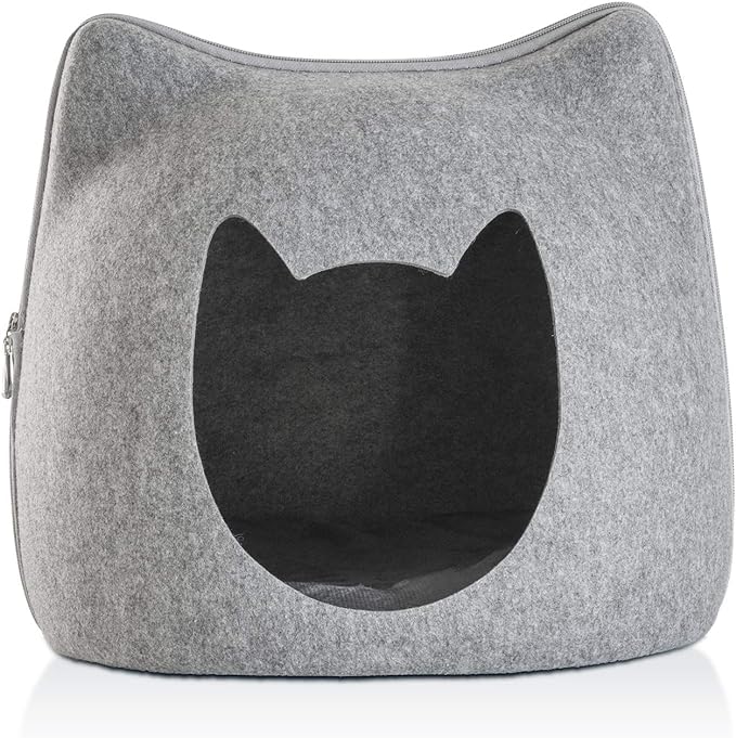 Happy Puss Cat Cave House – Enclosed Felt Bed for Cats & Small Dogs | Easy to Clean | Free Delivery