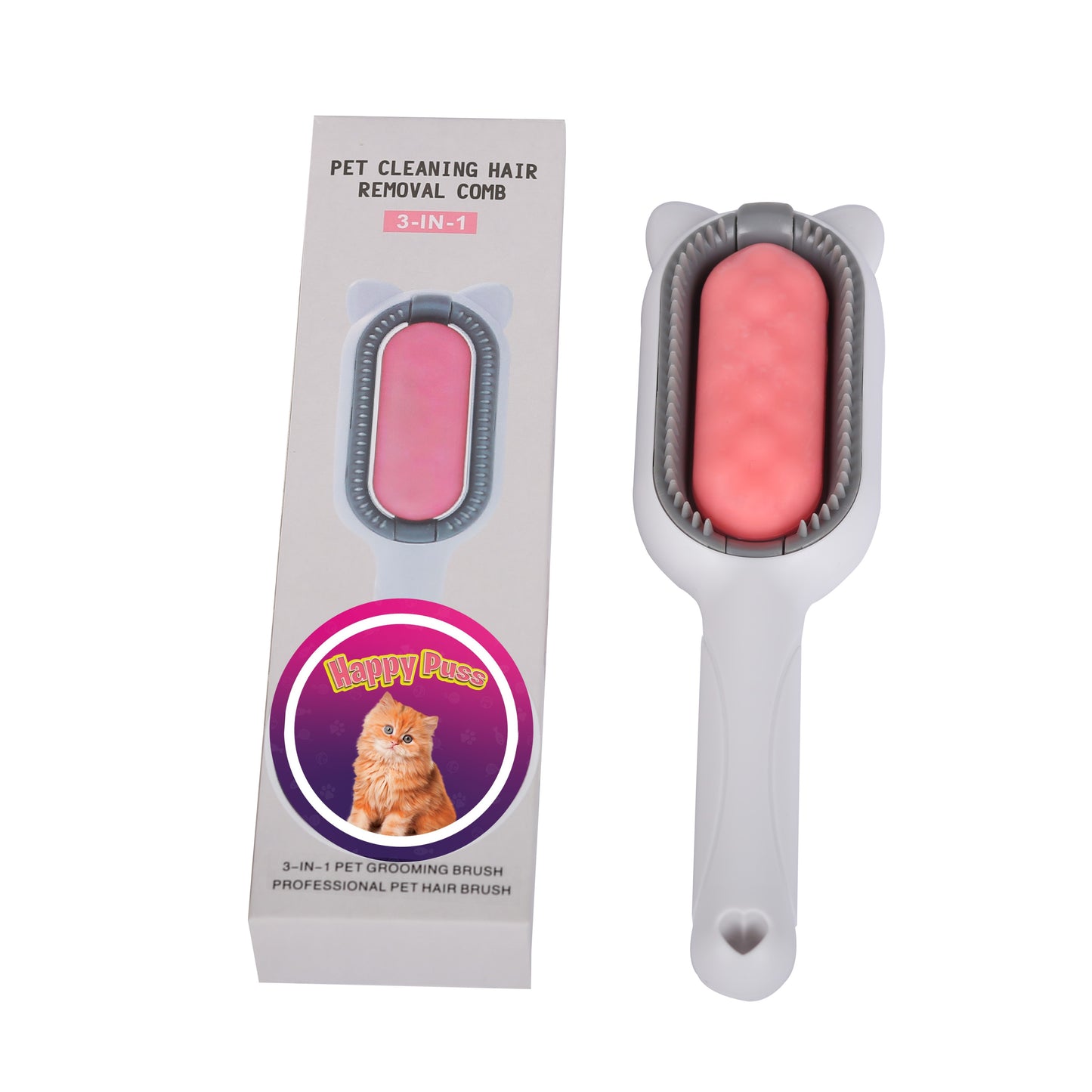 Happy Puss Pet Grooming Brush – 3-in-1 Deshedding & Massage Tool for Cats & Dogs | Free Delivery