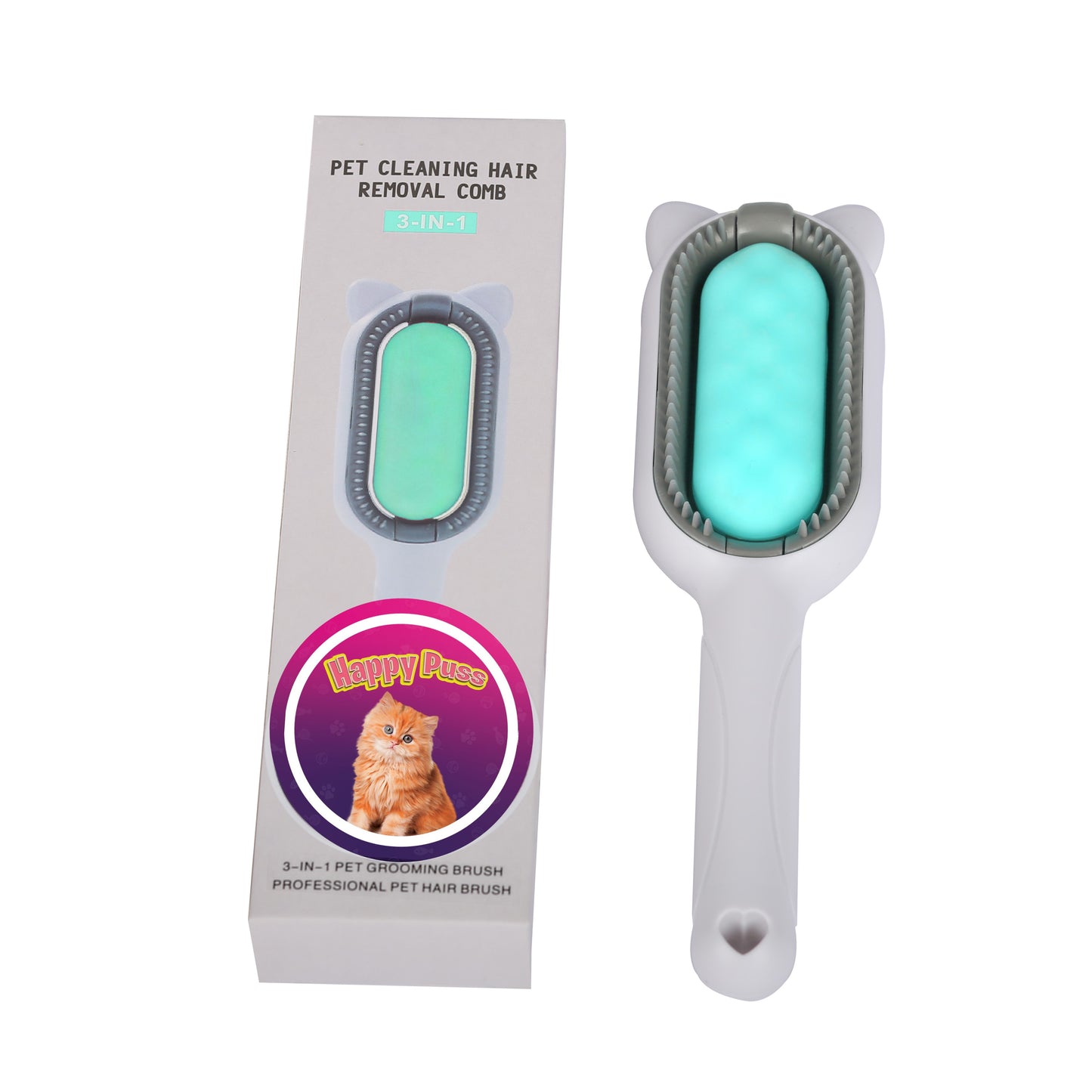 Happy Puss Pet Grooming Brush – 3-in-1 Deshedding & Massage Tool for Cats & Dogs | Free Delivery