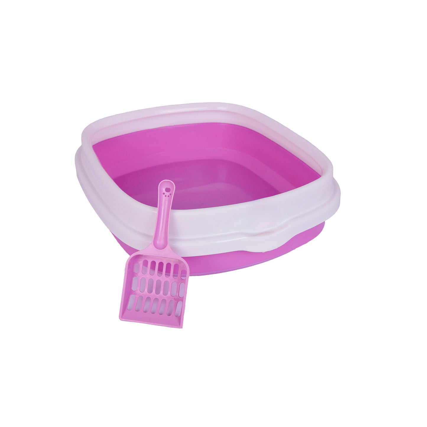 Happy Puss Open Cat Litter Box – High Sides + Scoop
