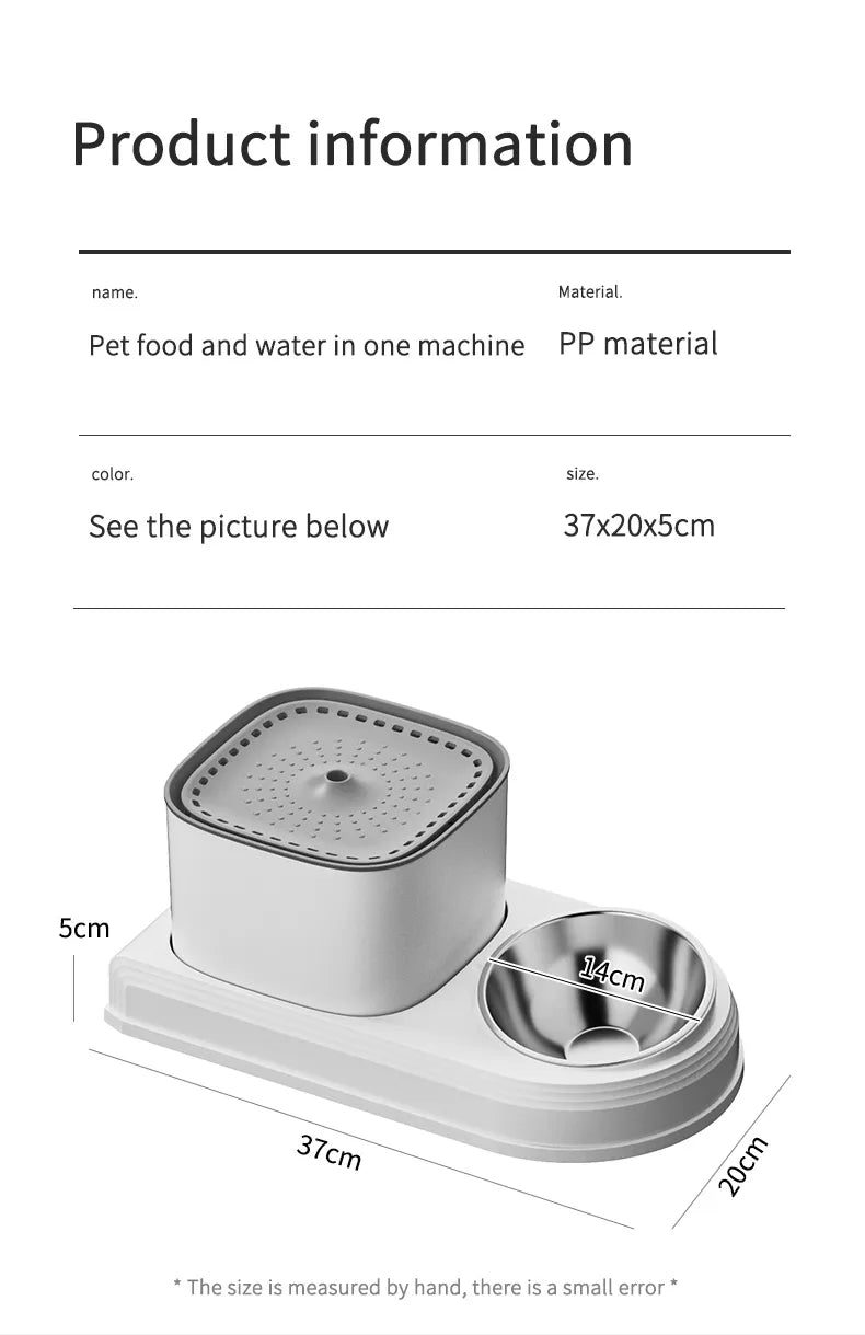 Happy Puss Automatic 2-in-1 Pet Water Fountain & Feeder – 3L Capacity | Free Delivery