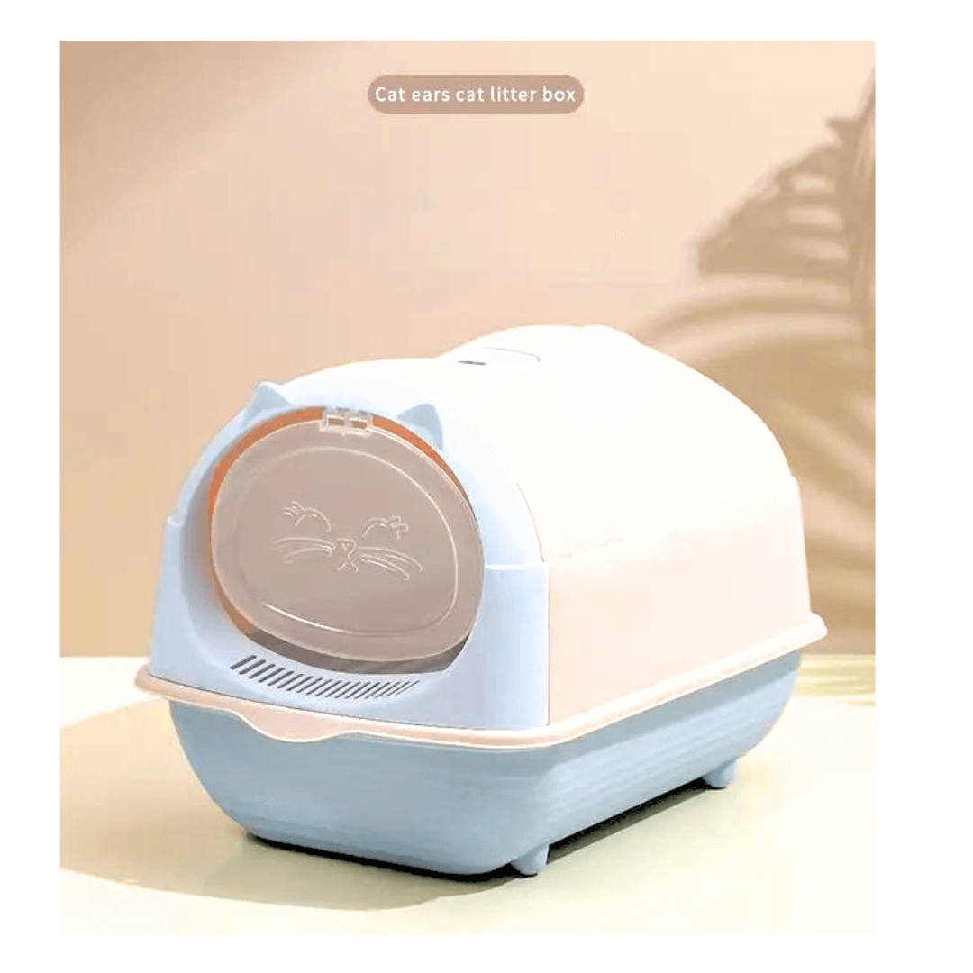 Happy Puss Enclosed Cat Litter Box – Large Covered Litter Tray with Odor Control & Easy Cleaning