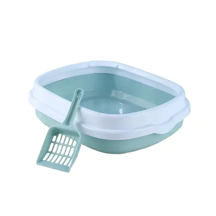 Happy Puss Open Cat Litter Box – High Sides + Scoop