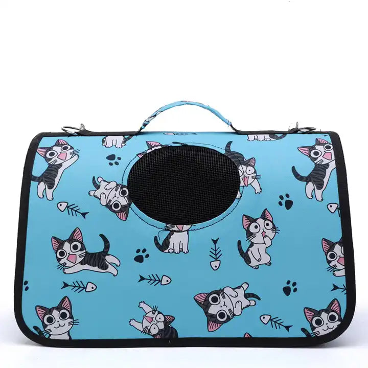 Happy Puss Outdoor Pet Carrier Bag – Breathable & Foldable Travel Handbag for Cats and Dogs