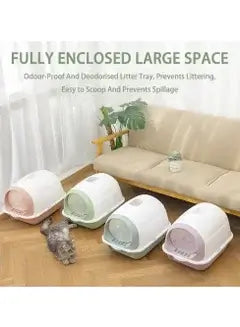 Happy Puss Enclosed Cat Litter Box – Large Covered Litter Tray with Odor Control & Easy Cleaning