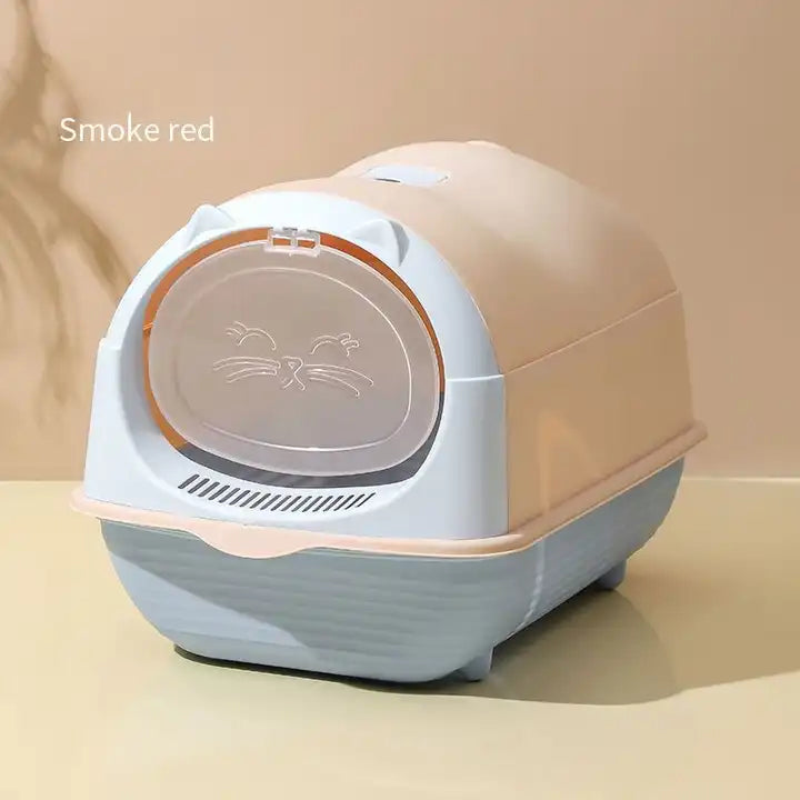 Happy Puss Enclosed Cat Litter Box – Large Covered Litter Tray with Odor Control & Easy Cleaning