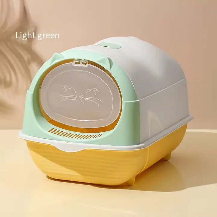 Happy Puss Enclosed Cat Litter Box – Large Covered Litter Tray with Odor Control & Easy Cleaning