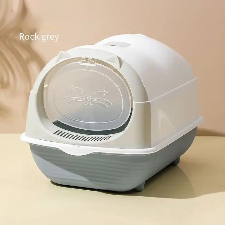 Happy Puss Enclosed Cat Litter Box – Large Covered Litter Tray with Odor Control & Easy Cleaning