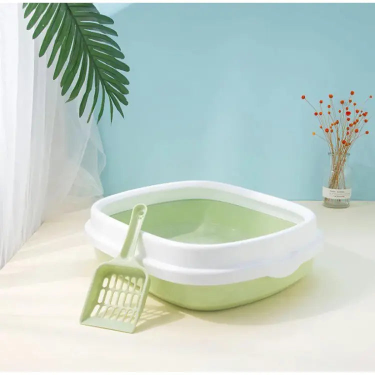 Happy Puss Open Cat Litter Box – High Sides + Scoop