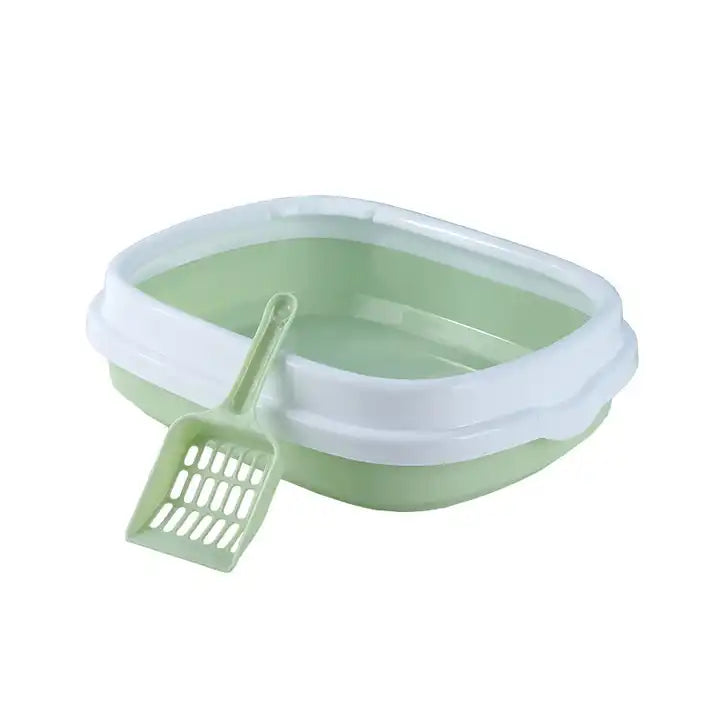Happy Puss Open Cat Litter Box – High Sides + Scoop