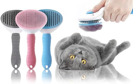 Happy Puss Pet Grooming Brush – Self-Cleaning Dog & Cat Comb
