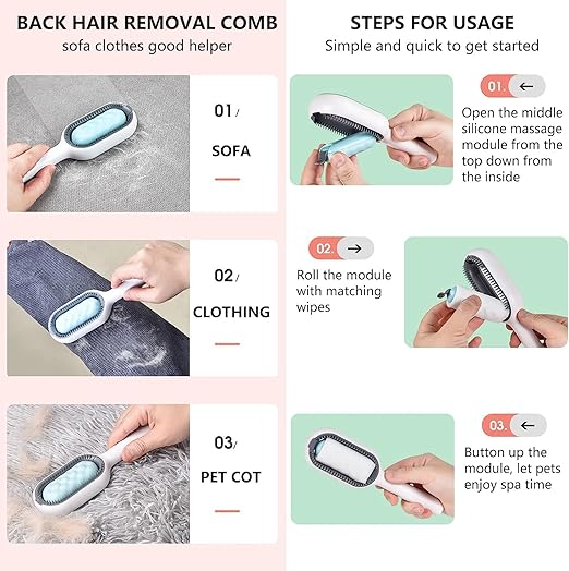 Happy Puss Pet Grooming Brush – 3-in-1 Deshedding & Massage Tool for Cats & Dogs | Free Delivery
