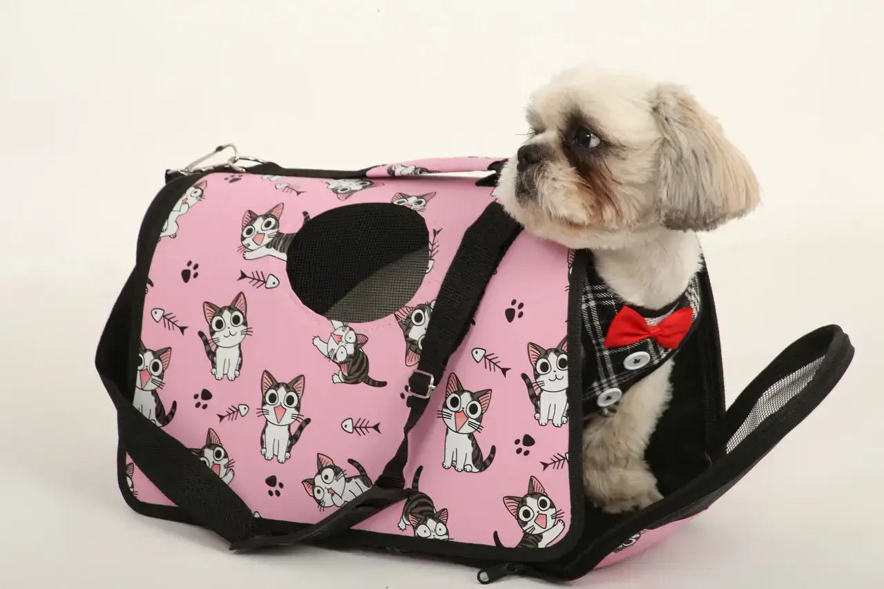 Happy Puss Outdoor Pet Carrier Bag – Breathable & Foldable Travel Handbag for Cats and Dogs