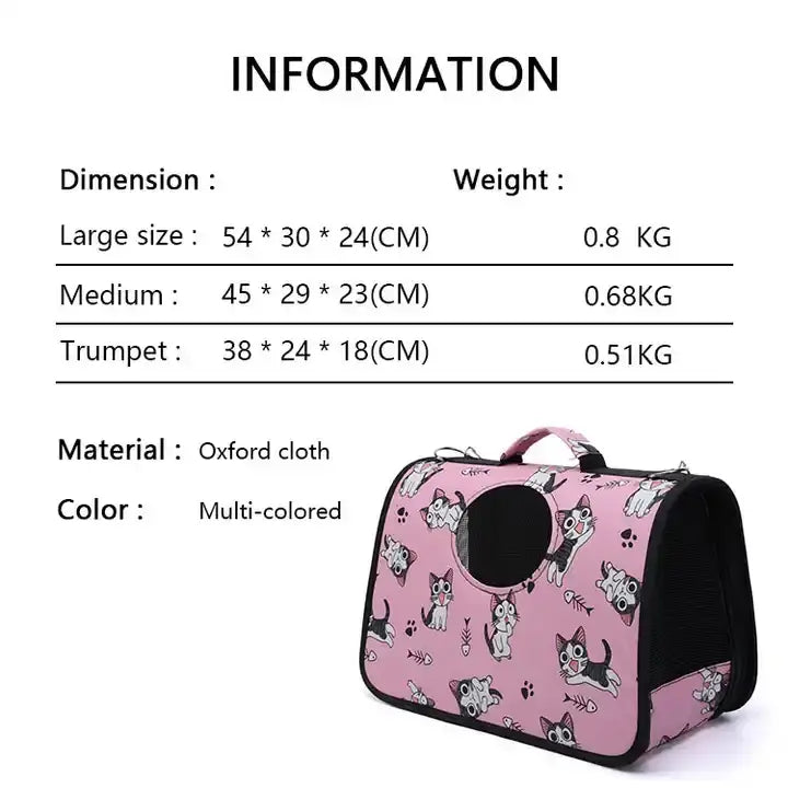 Happy Puss Outdoor Pet Carrier Bag – Breathable & Foldable Travel Handbag for Cats and Dogs