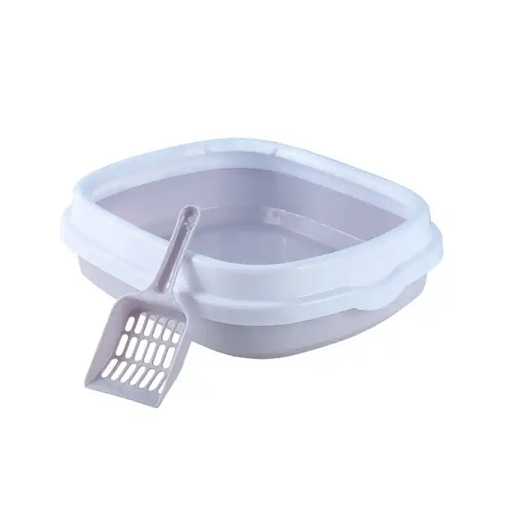 Happy Puss Open Cat Litter Box – High Sides + Scoop