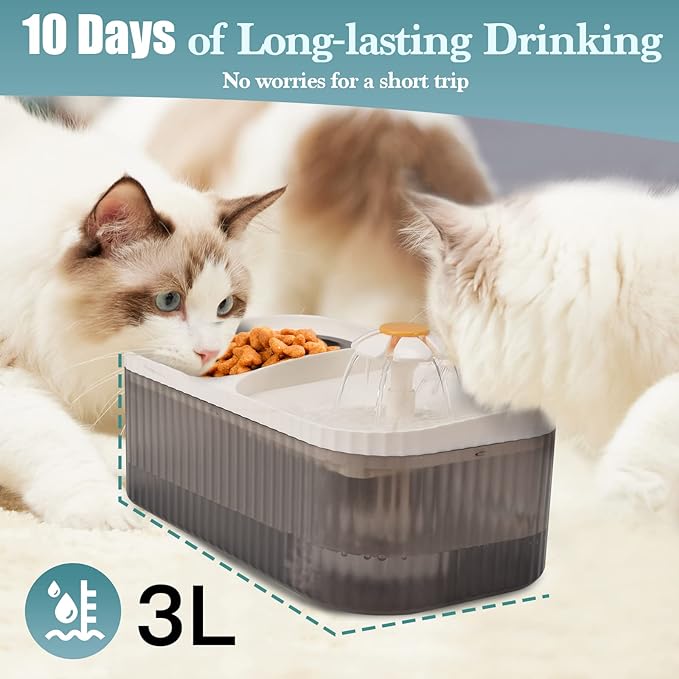 Happy Puss 2-in-1 Pet Water Fountain & Feeder – 3L Automatic Dispenser | Free Delivery