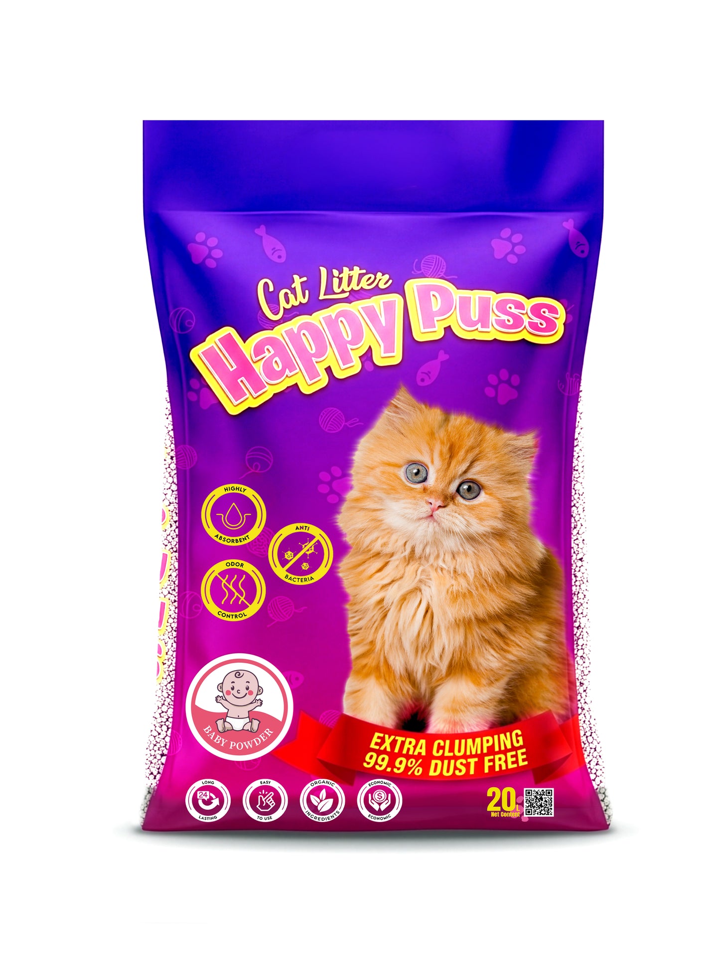 Happy Puss Clumping Cat Litter 20L – Low Dust, Odor Control – Free UAE Delivery