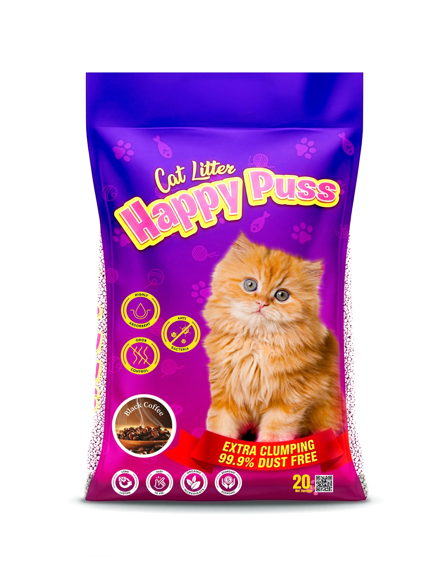 Happy Puss Clumping Cat Litter 20L – Low Dust, Odor Control – Free UAE Delivery