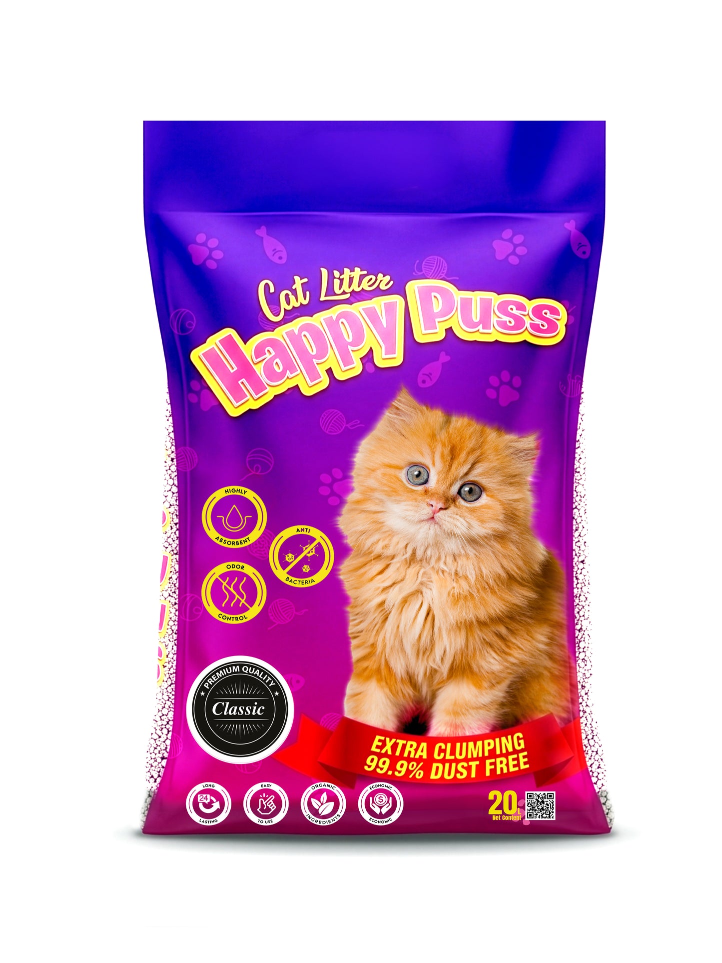 Happy Puss Clumping Cat Litter 20L – Low Dust, Odor Control – Free UAE Delivery