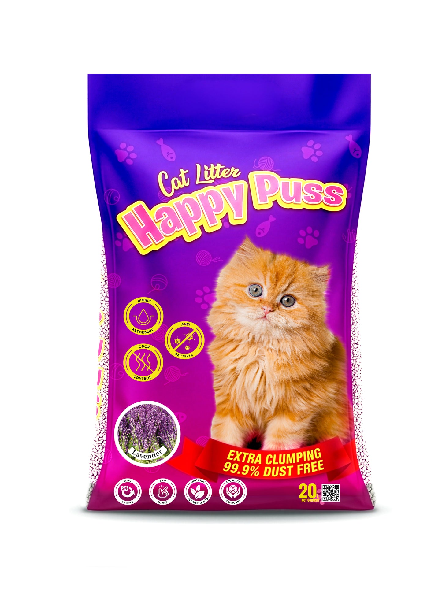 Happy Puss Clumping Cat Litter 20L – Low Dust, Odor Control – Free UAE Delivery