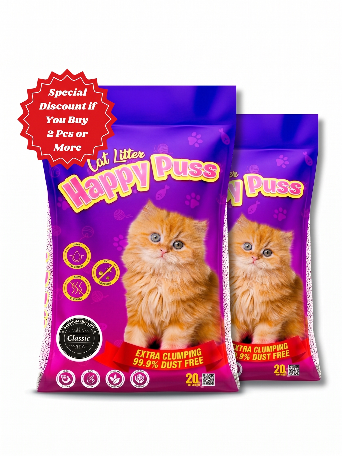 Happy Puss Clumping Cat Litter 20L – Low Dust, Odor Control – Free UAE Delivery