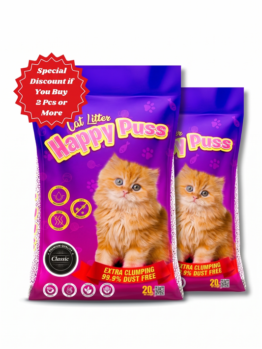 Happy Puss Clumping Cat Litter 20L – Low Dust, Odor Control – Free UAE Delivery