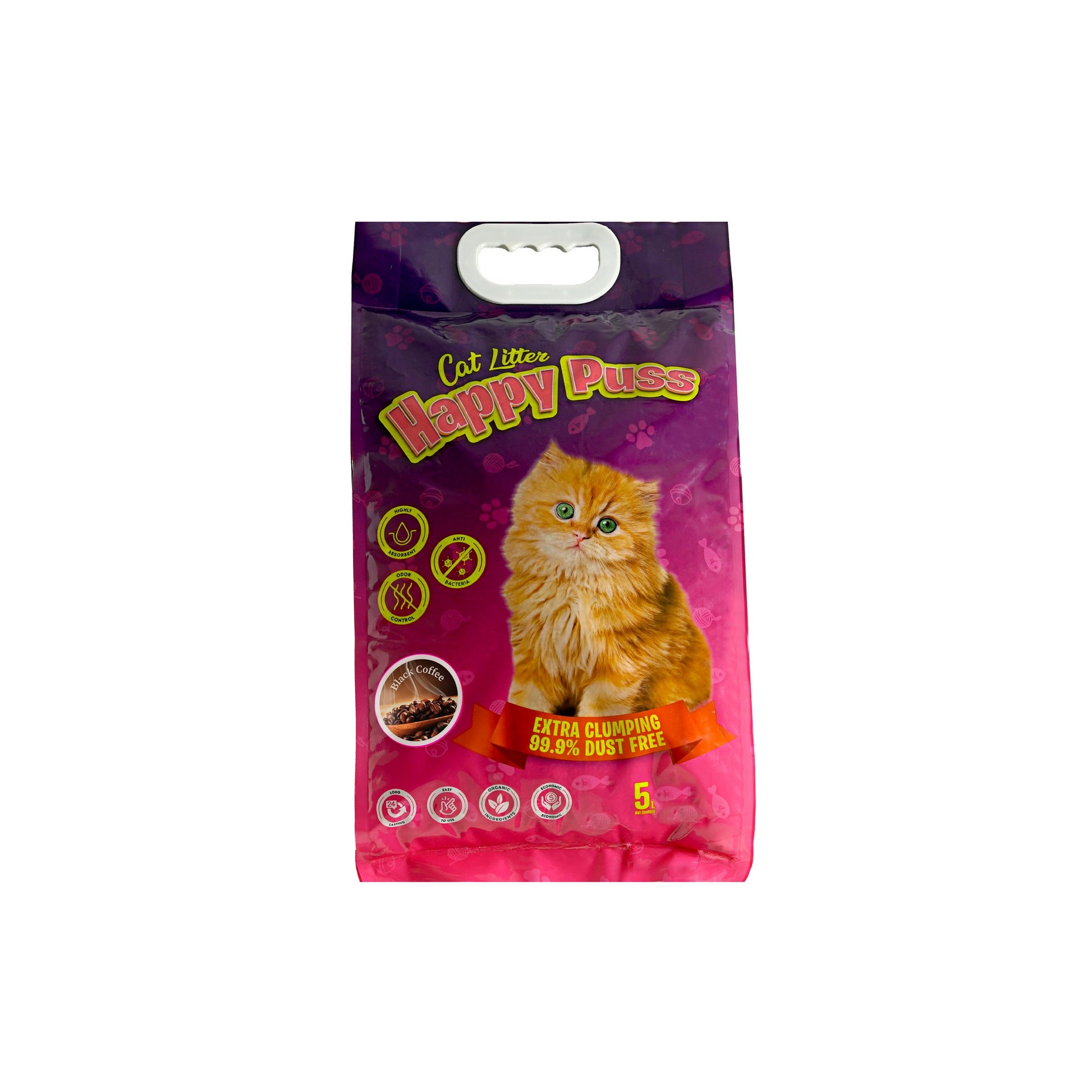Happy Puss clumping cat litter 5L – extra clumping, odor control, 99.9% dust free