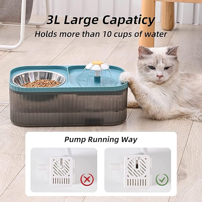 Pet Water fountain 2-in-1 stainless steel feeder and water dispenser