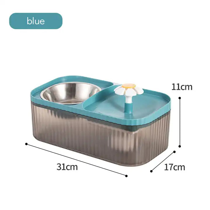 Pet Water fountain 2-in-1 stainless steel feeder and water dispenser