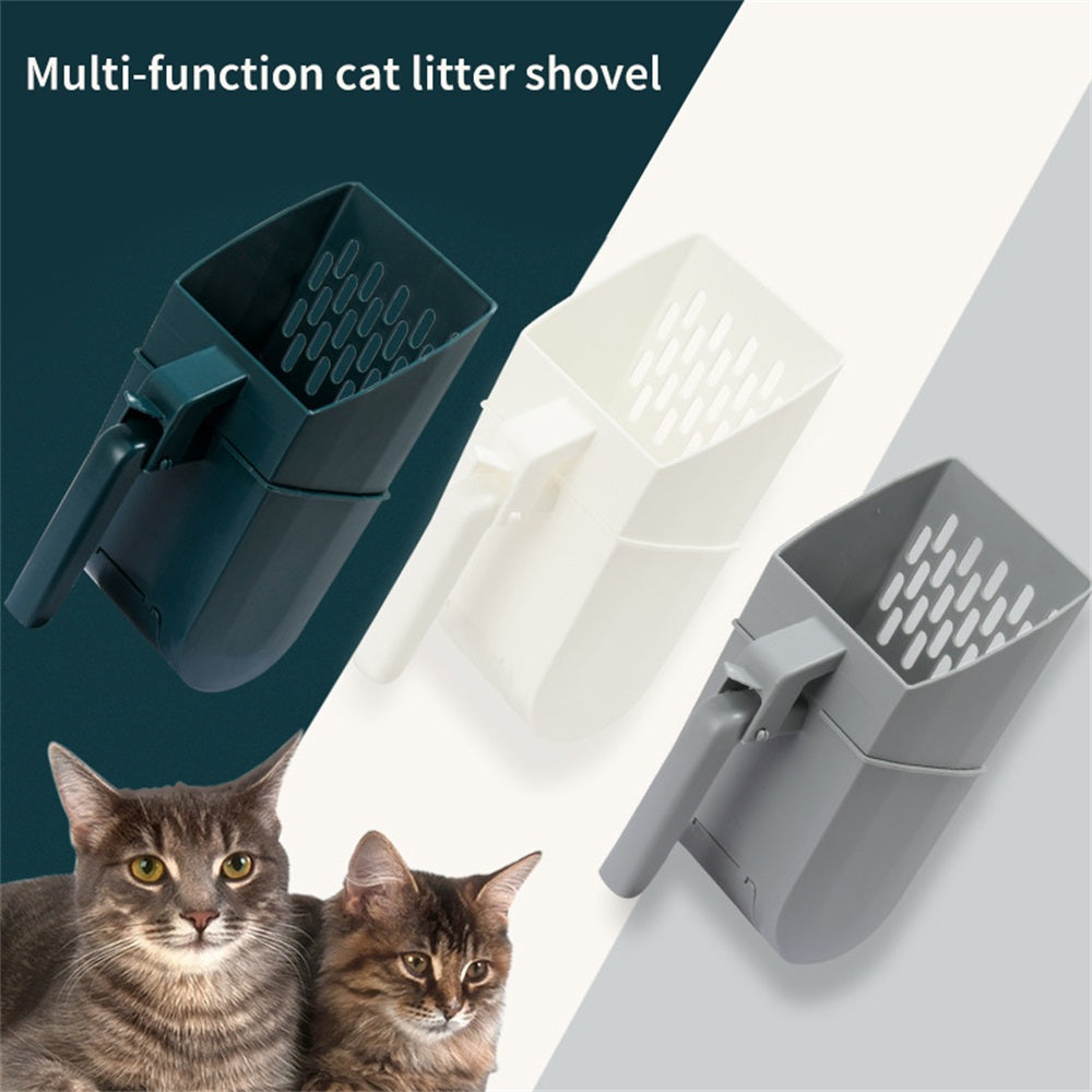 Integrated cat litter shovel with 3 free rolls of pet waste bags