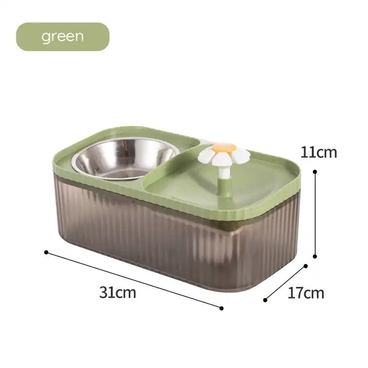 Pet Water fountain 2-in-1 stainless steel feeder and water dispenser