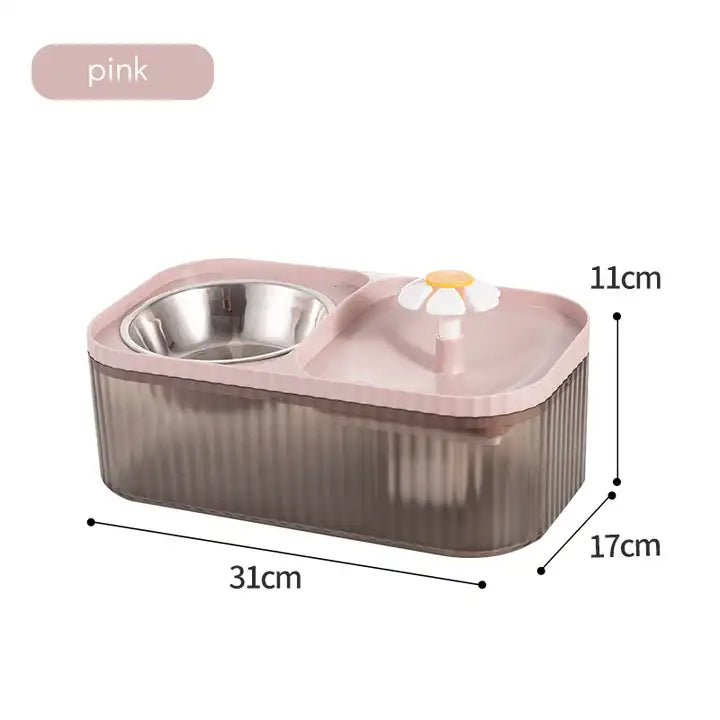 Pet Water fountain 2-in-1 stainless steel feeder and water dispenser