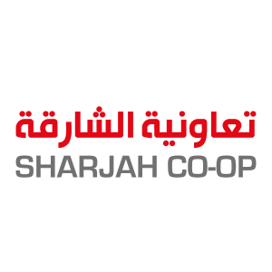 Sharjah Cooperative Society logo showing Happy Puss cat litter availability in Sharjah Coop UAE stores, premium clumping cat litter distributed across Sharjah retail branches